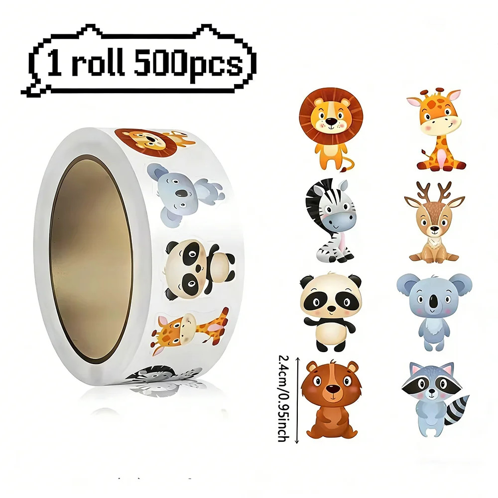 500 PCS Animal Stickers for Reward, Cute Animal Stickers, Motivational Stickers for School and Kindergarten