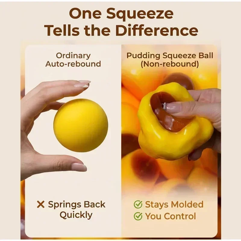 Puddingförmiger Squeeze-Ball Karamell Knusprig Handgemacht Quetschbar Tragbar DIY Fidget-Zubehör zur Stresslinderung & Süßes Schreibtisch-Spielzeug – Detail 5