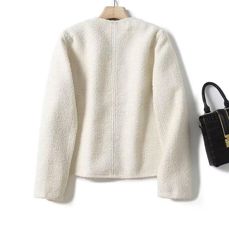 Donegirl Autumn New 2024 Women Texture Short Blazer Coat Simple Casual Commute Single-breasted Cardigan Pockets Tops Female Chic
