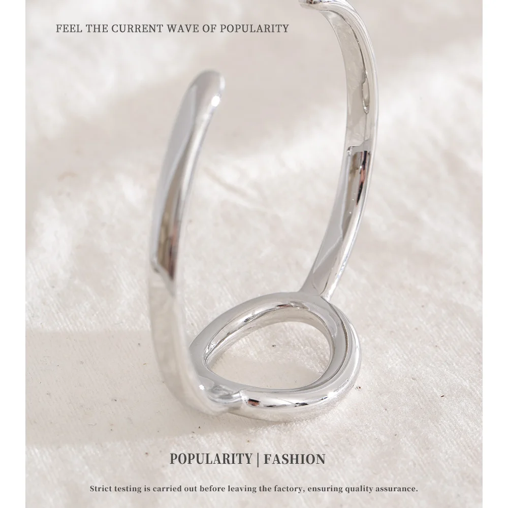 NiNice الفولاذ المقاوم للصدأ كم سوار بيضاوي الشكل هندسي البساطة تصميم الأزياء تحسس مقاوم للماء مجوهرات رائعة #2