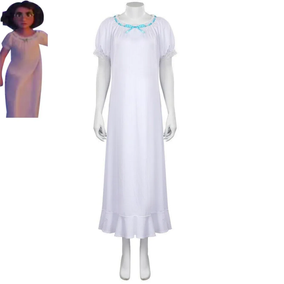 American Anime Movies Encanto Mirabel Madrigal Cosplay Costume Wig White Long Dress Pajamas Home Furnishings Woman Sexy Kawaii