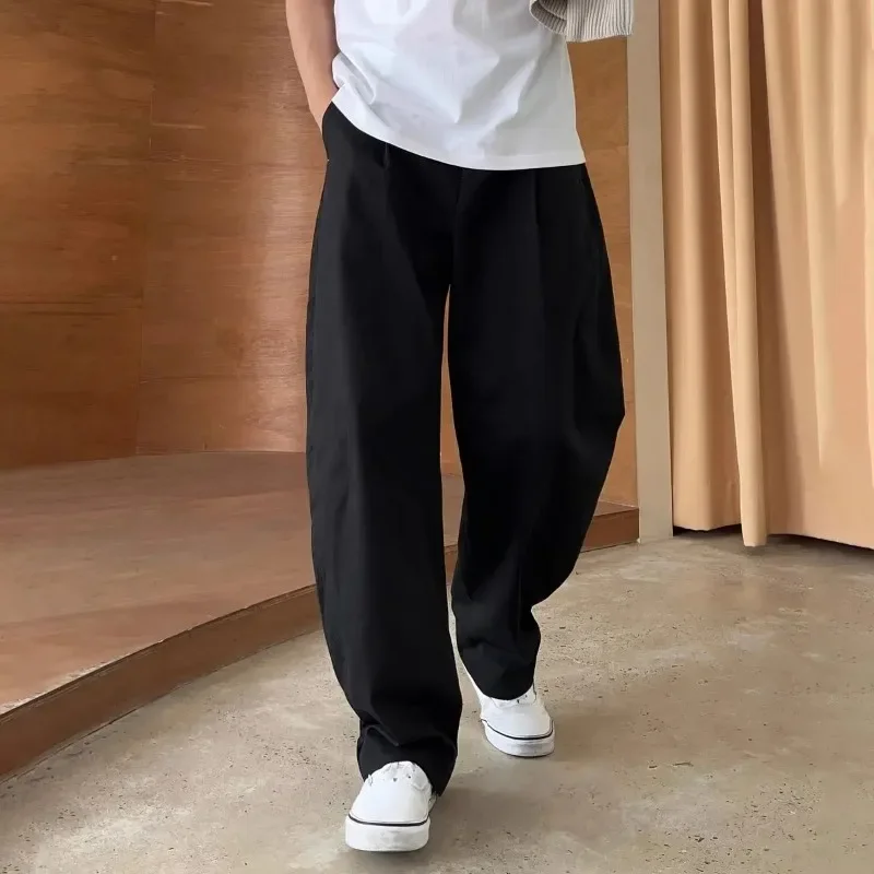 

Tailoring Summer Baggy Cool Wide Ice Silk Business Thin Loose Cooling Straight Men's Casual Pants Office Trend Y2k Male Trousers