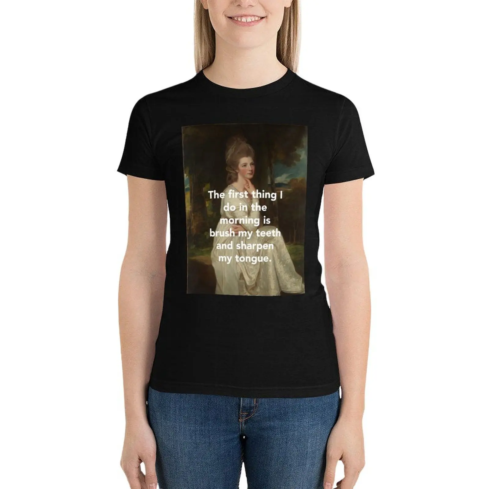 

Dorothy Parker - On Morning Routine T-Shirt Short sleeve tee oversized summer tops anime clothes cat shirts for Women