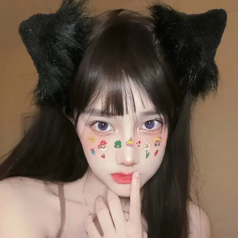 ss13Cute Cat Headdress Japanese Internet Celebrity White Plush Animal Ears Fox Hairpin Halloween Role Playing Pet Game