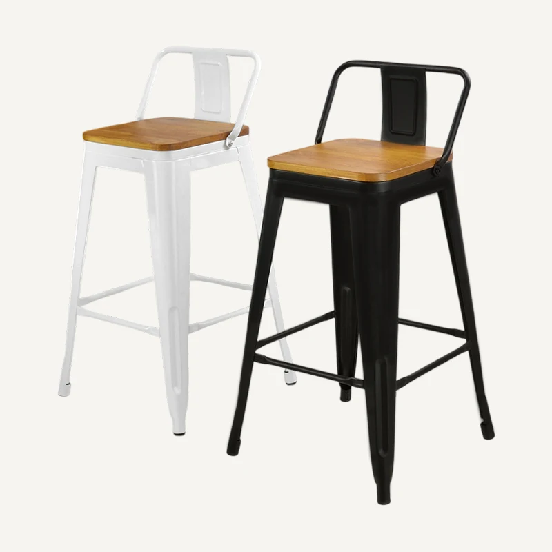 Bestselling Stackable Bar Stools Colorful Rustic Metal Chair With Backrest For Cafe Restaurant Bar