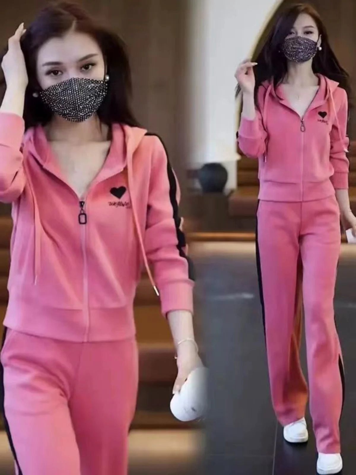 

Fashionable Slimming Wide Leg Pants Set New 2026 Casual Sportswear Two Piece Set Autumn Trendy Anti Aging Polyester Fabric