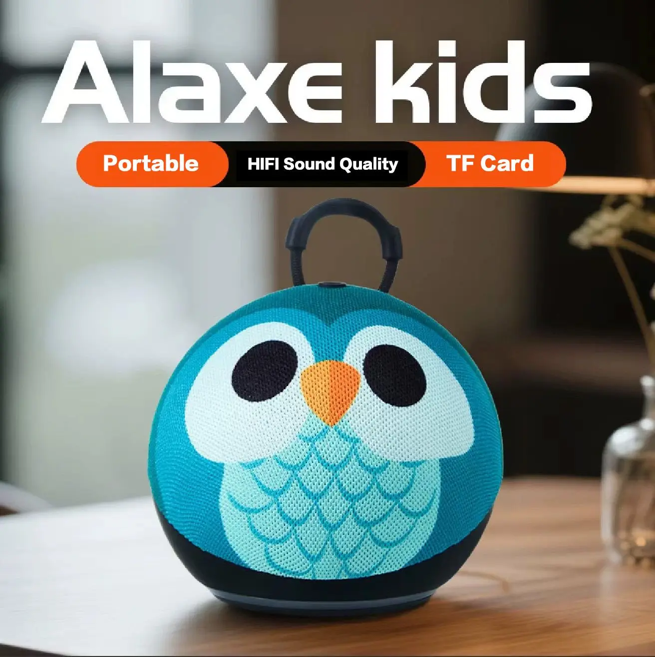 Alaxe IPX6 Waterproof Cute Bluetooth Speaker with TF Card Playback Voice Prompt Built-in Light Portable Outdoor Wireless Speaker