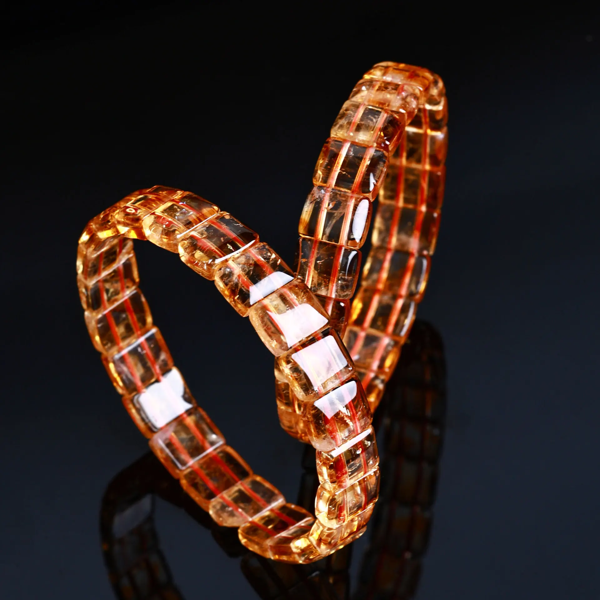 Natural yellow tower crystal hand row citrine hand plaque champagne colour women's fashion fresh crystal jewellery
