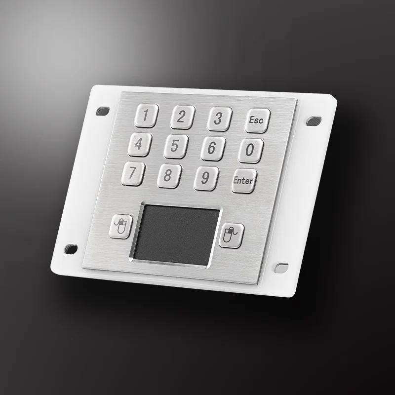IP65 Waterproof 12-Key Rugged Metal Numeric Keypad with Built-in Touchpad for Harsh Environments