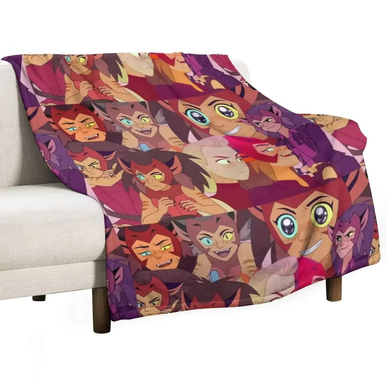 Catra Collage Throw Blanket Soft Bedroom Blanket for Night Sleeping