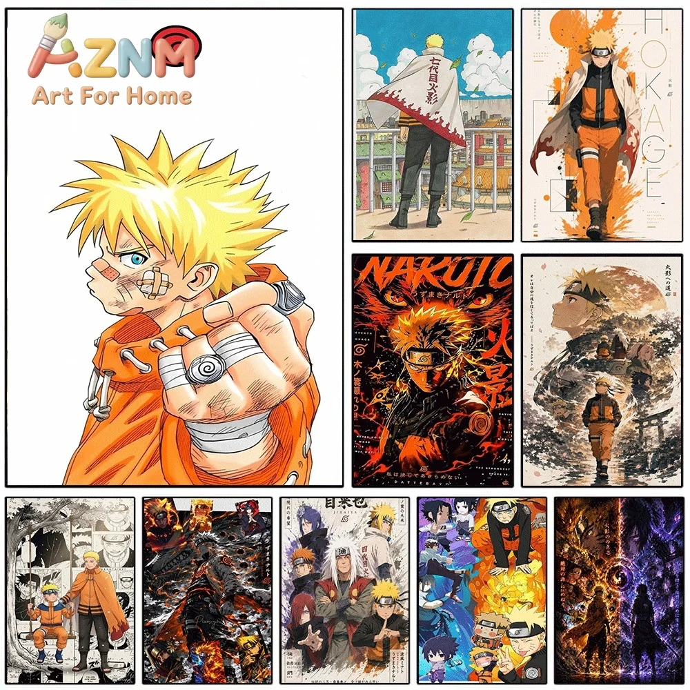 Anime Naruto Canvas Wall Art Young Naruto Profile Portrait Poster Unframed Canvas Painting Bedroom Living Room Home Wall Decor