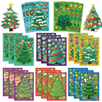 8Sheets Christmas Tree puzzle stickers Make-A-Face DIY Assembly Fun Children's Puzzle Account Material Waterproof Stickers