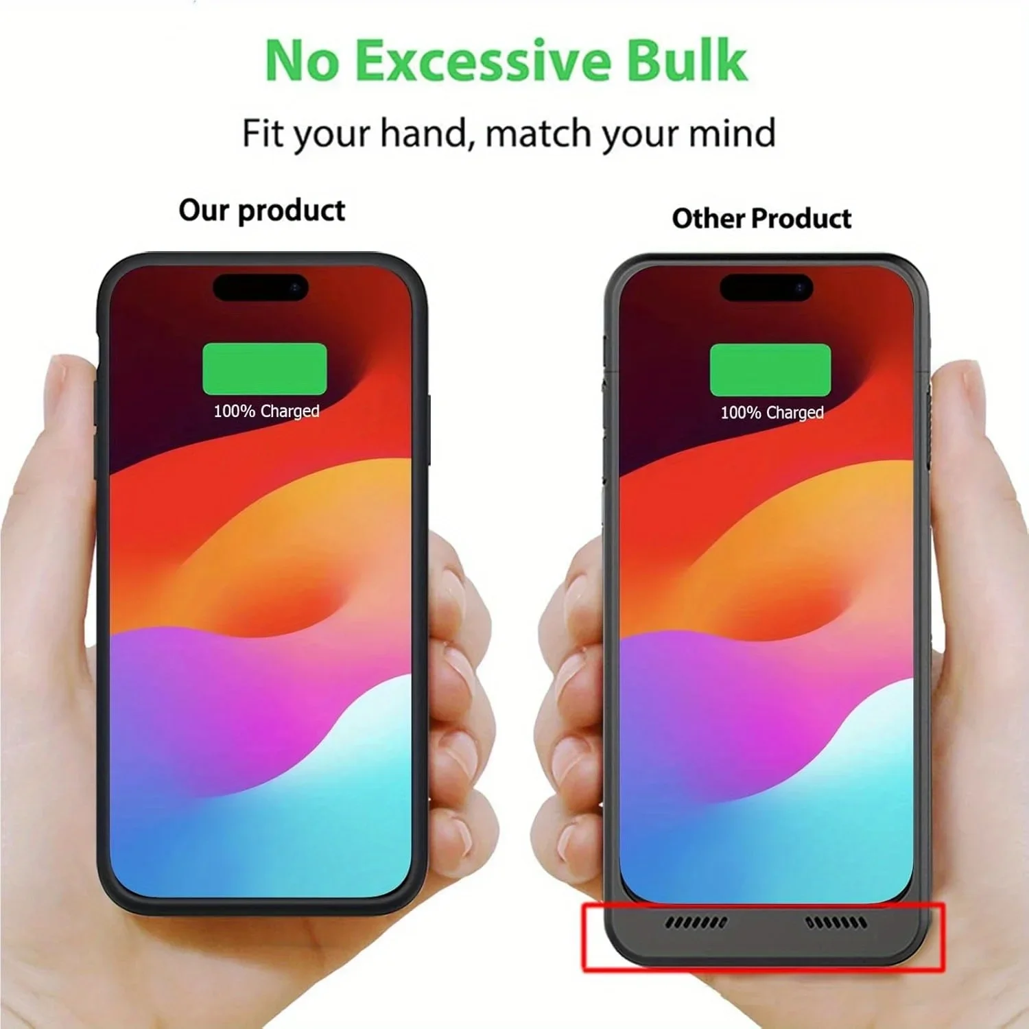 Enhanced 6800mAh Ultra Thin Portable Protective Smart Charging Case Compatible with for iPhone 15 Pro Max 6.7 inch(Black) image 4