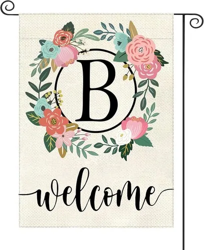 Monogram Letter Garden Flag Floral Double Sided for Outside Small, 12x18 Inch XXQ