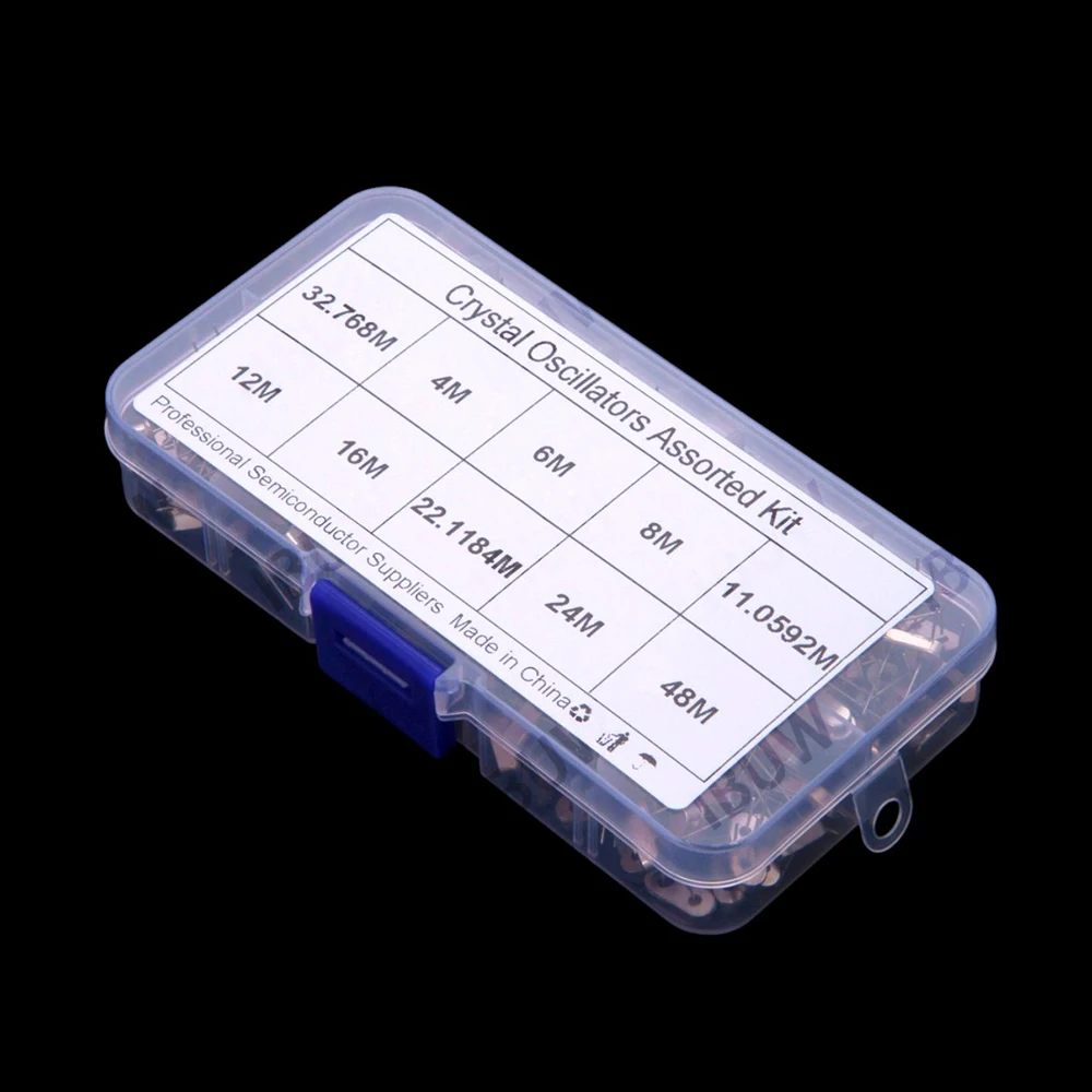 200PCS 16mhz 24mhz 4MHz 12MHz 10Values ​​HC-49S Passive Crystal Oscillator Kit 32.768kHz 8mhz 12MHz