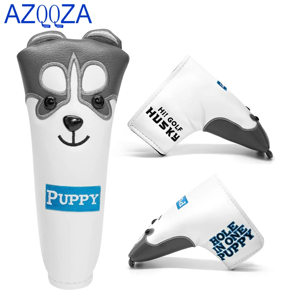 Golfe adorável cão dos desenhos animados putter capa headcover lâmina putters cabeça capa com ímã fecho magnético couro