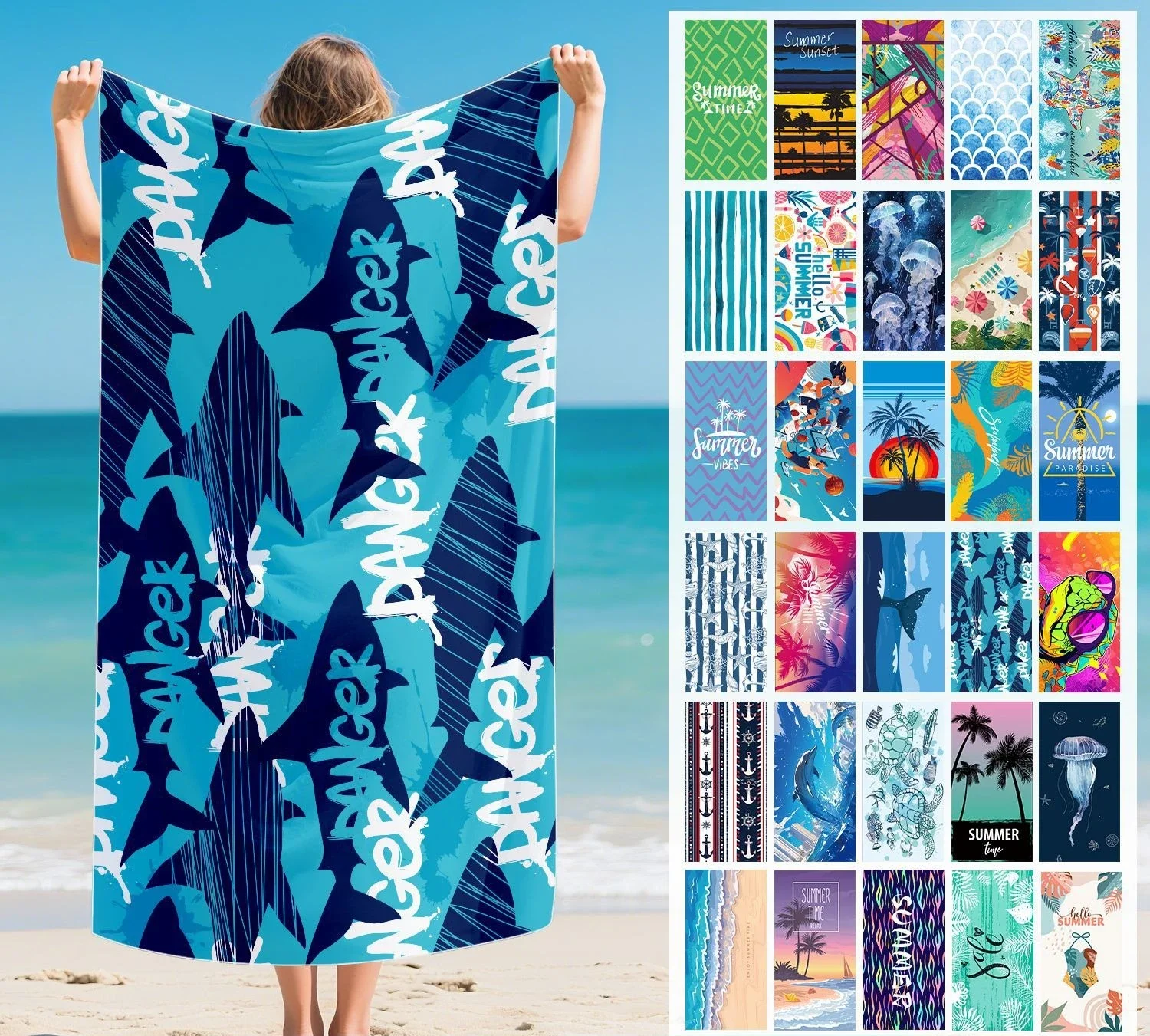 Double Sided Velvet Swimming Quick Drying Towel, Ultra-fine Fiber Beach Towel, Thin Quick Drying and Absorbent Sports Towel