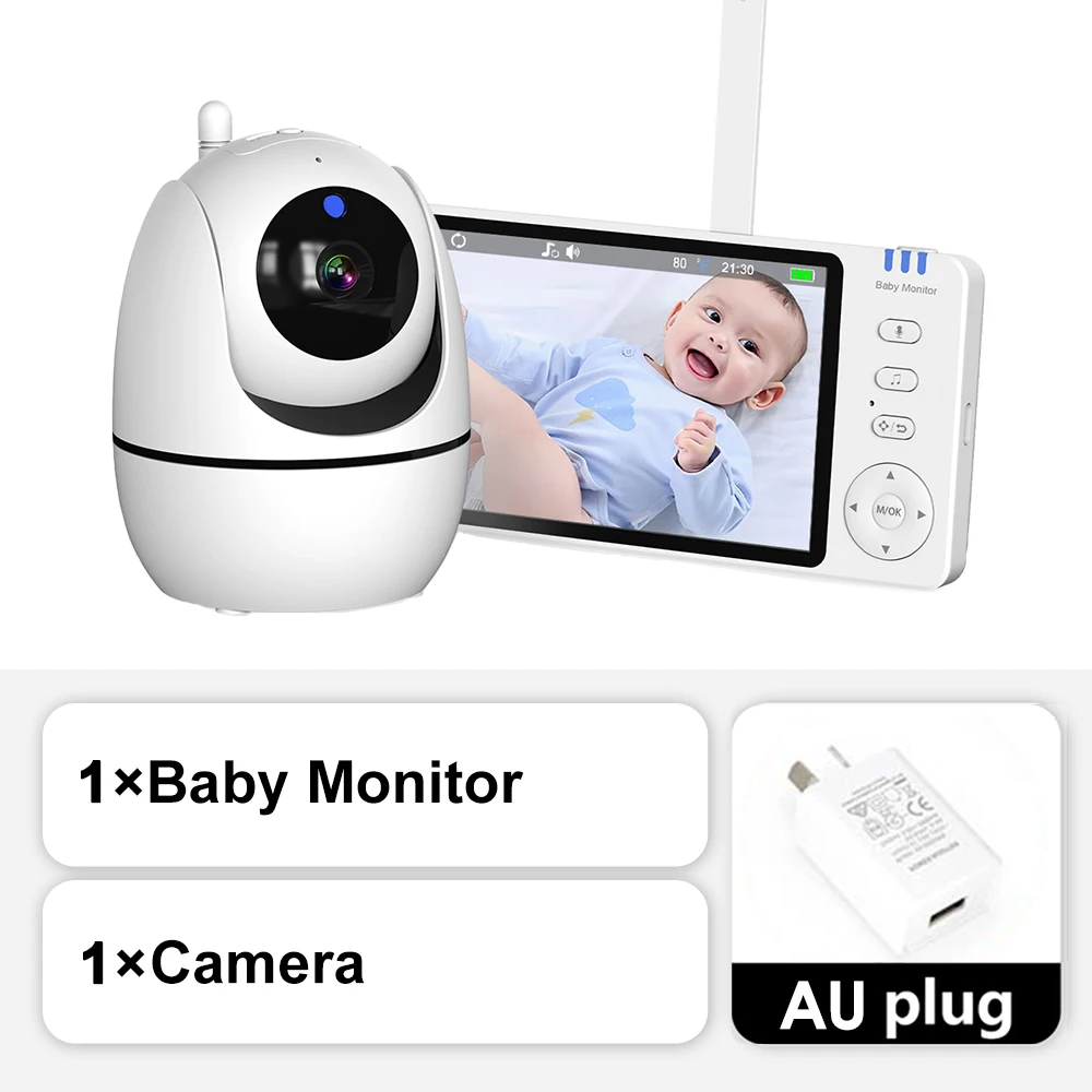 5 ''Video Babyfoon 2.4G Moeder Kinderen Nachtzicht Zoom PTZ Videobewakingscamera's Met Temperatuurweergave Scherm ABM501