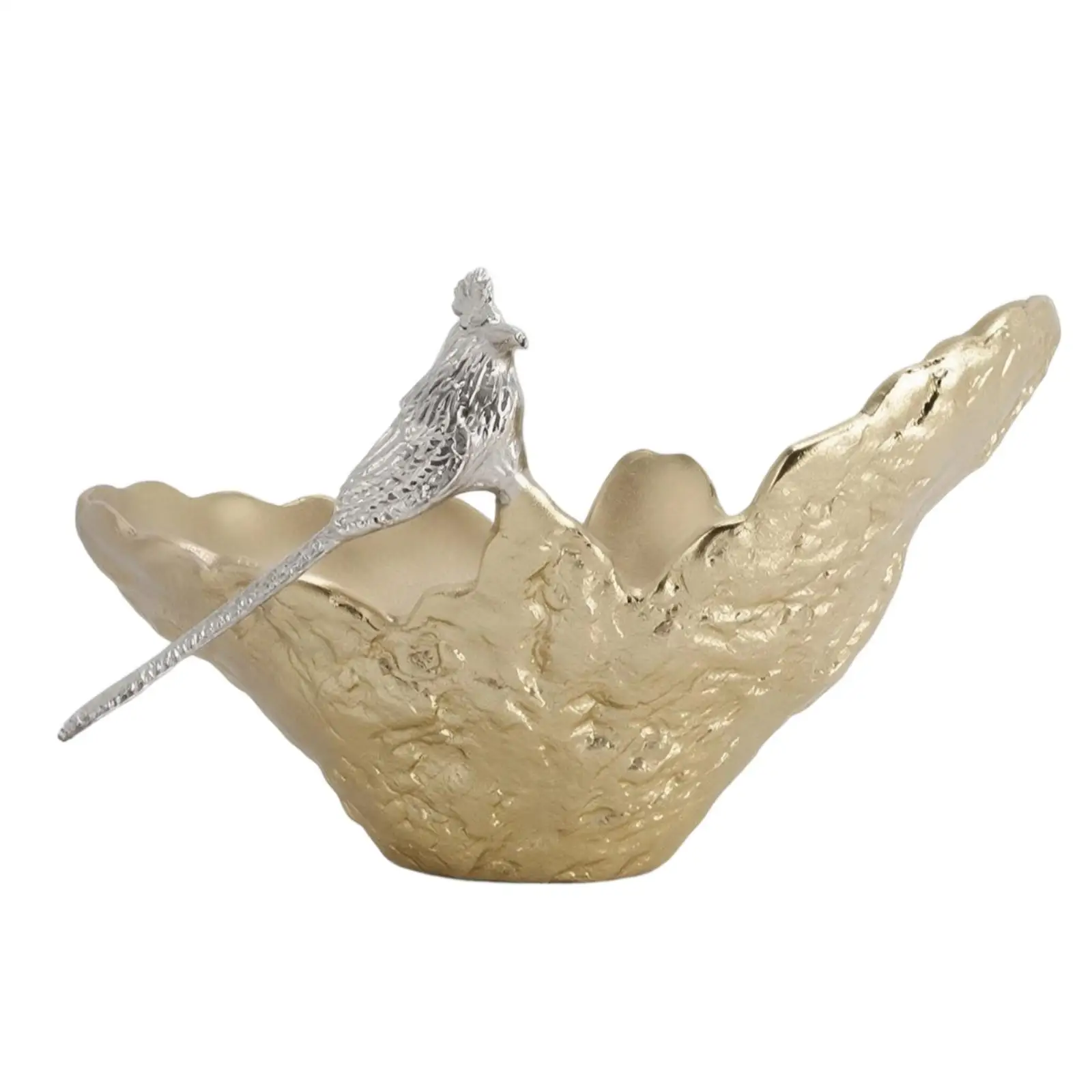 Bol décoratif sculptural en or avec bord ondulé, idéal pour la décoration intérieure, comme coupelle à bijoux pour l'entrée ou la table console