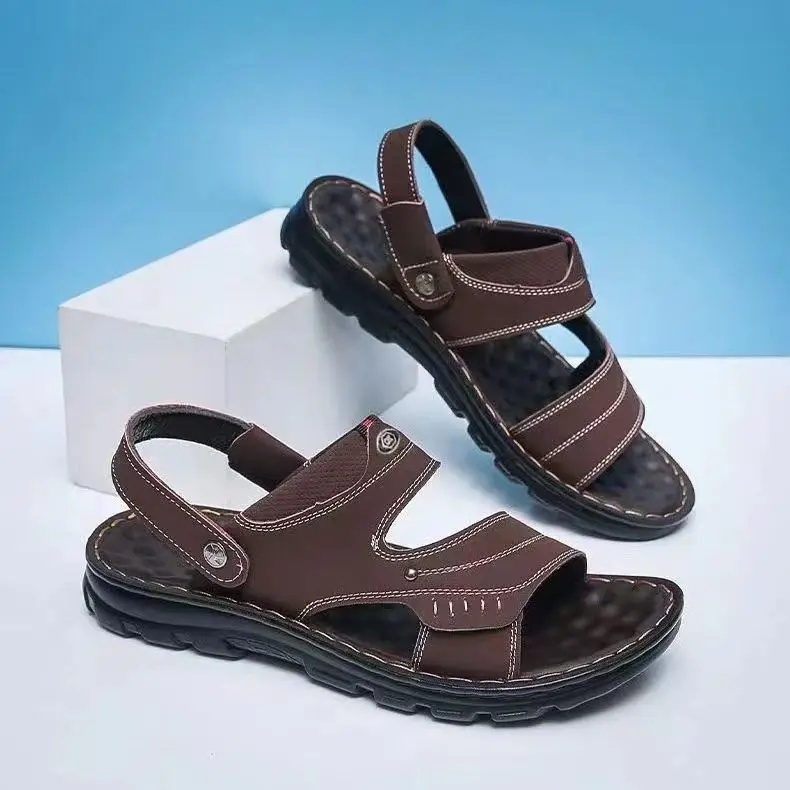 Slides Men Driving Non-slip and Waterproof Men Sandals Durable Middle-aged Sandals Men Summer