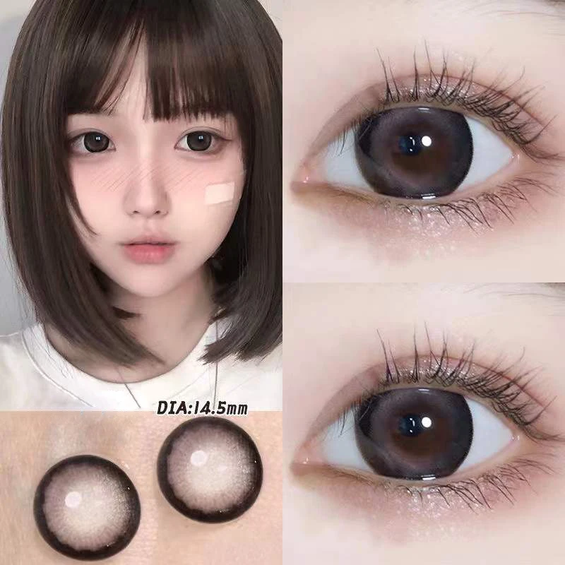 Lentes de contacto de gran diámetro, lentillas de Color negro, accesorios de Anime, graduadas, anuales, miopes, cosméticos