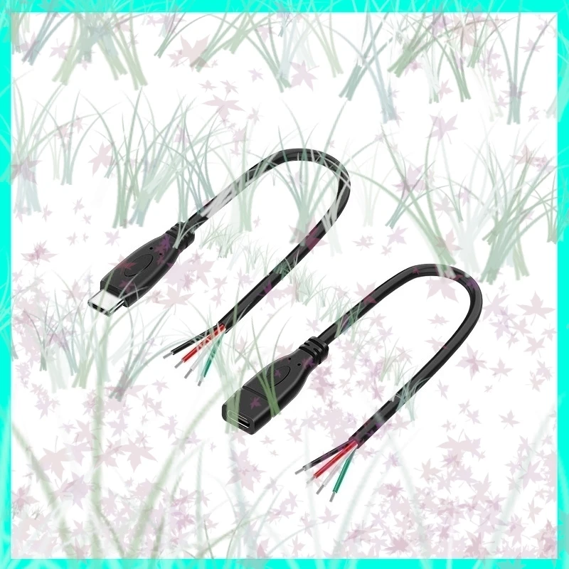 1/5/10pcs 2-pin 4-pin Data line 25cm USB 2.0 Type-C Power Supply Extension Wire Cable Charger Connector Male Female Plug E3