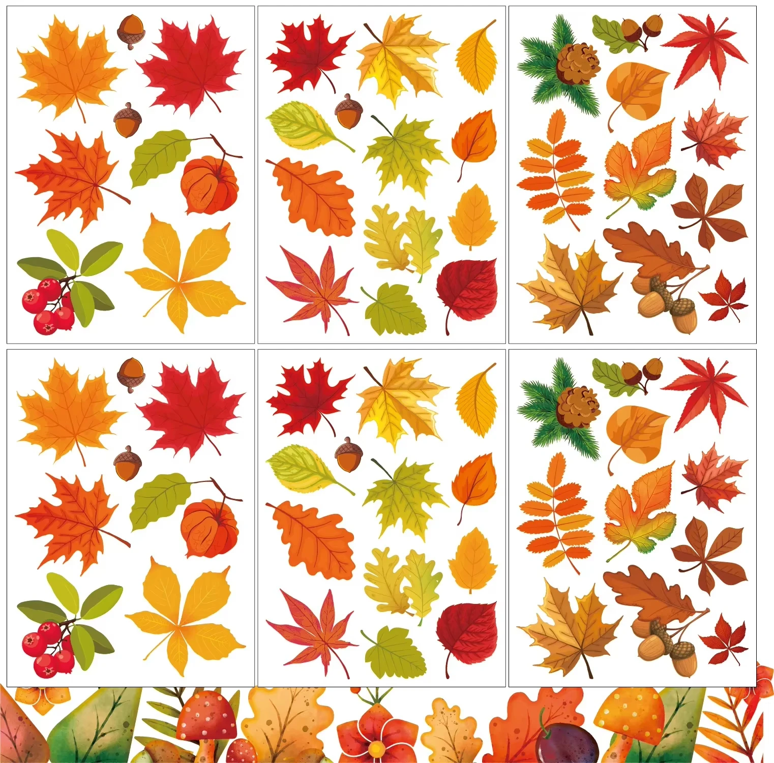 64Pcs Fall Maple Window Clings Stickers Colorful Autumn Leaf Static Stickers Double Sided Reusable for Thanksgiving Autumn