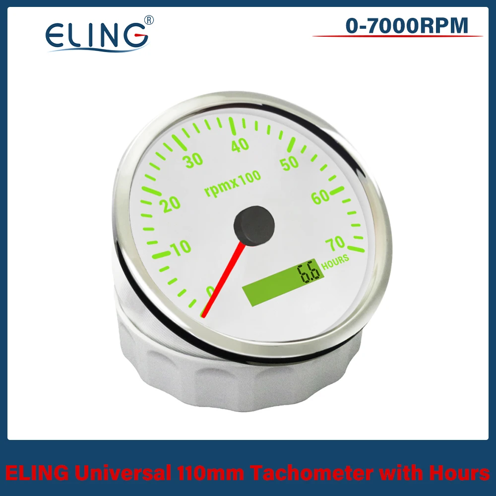 ELING 110mm Tachometer 0-3000RPM 0-4000RPM 0-6000RPM 0-7000RPM 0-8000rpm Hour Meter with 7 Colors Backlight 12V 24V for Car Boat