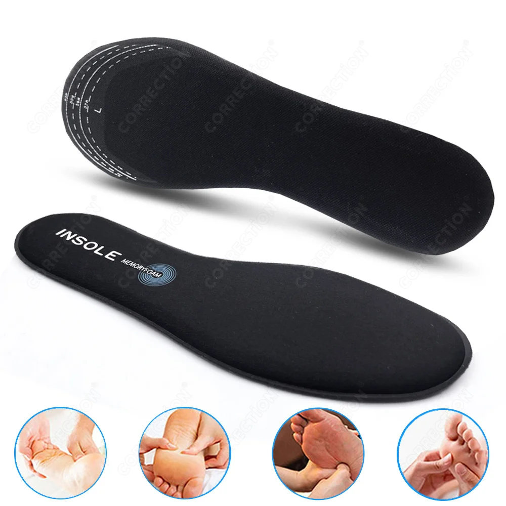 Plantillas de espuma viscoelástica para hombre y mujer, plantillas ortopédicas de corrección para zapatos, desodorante, cojín transpirable para