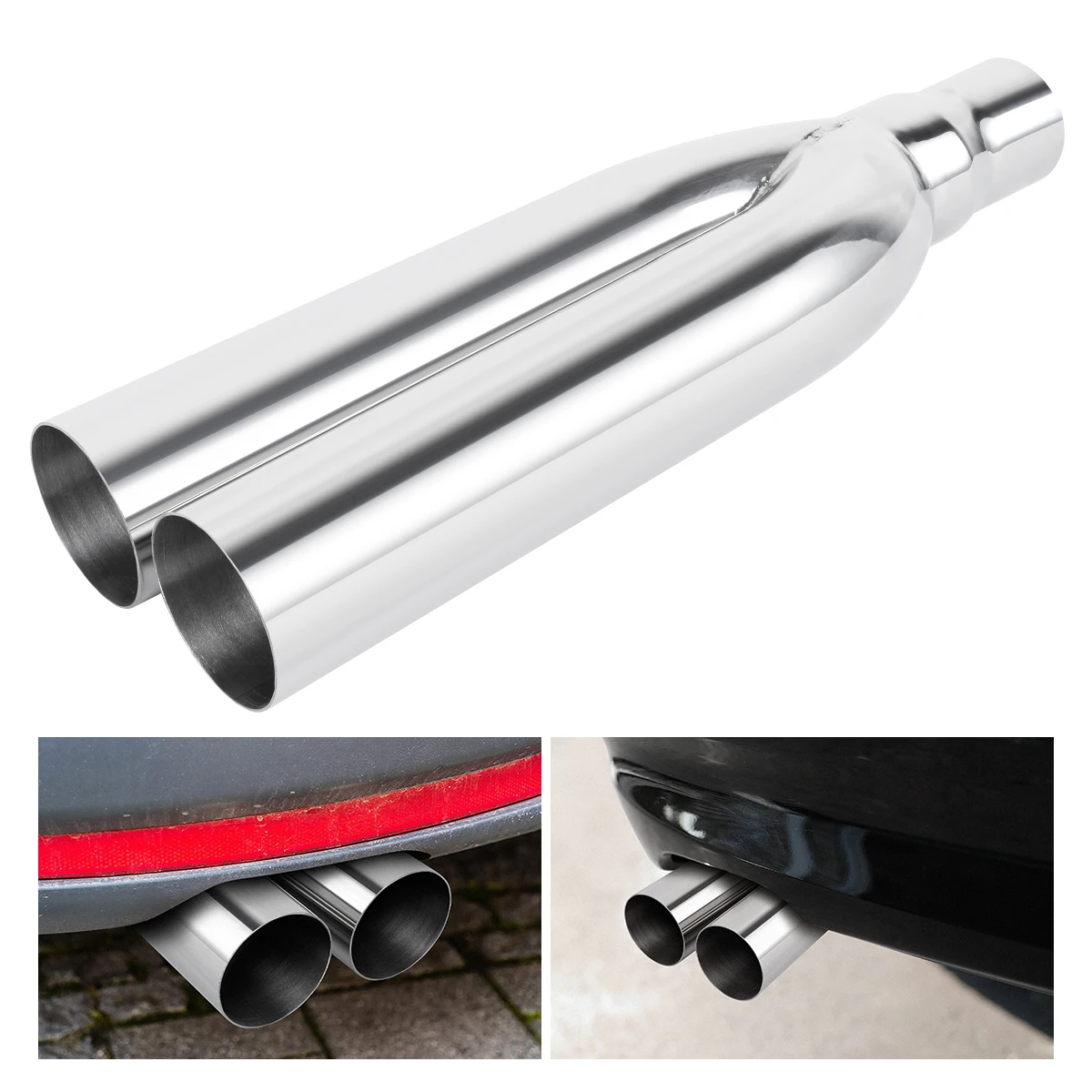 Chinese Factory Y Design 19Inch Dual-Pipe Car Auto Exhaust Muffler Tips for Universal High Quality Stainless Steel
