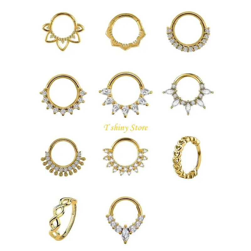 

N58F Crystal Nose Ring Septum Jewelry Stainless Steel Ear Cartilage Piercing