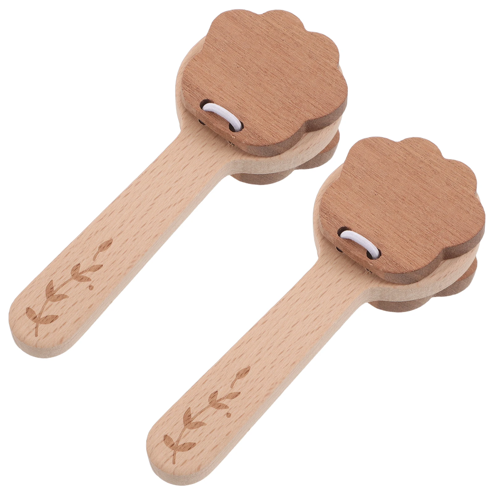 

2 Pcs Bear Claw Long Handle Ringboard Castanets Party Favor Khaki Percussion