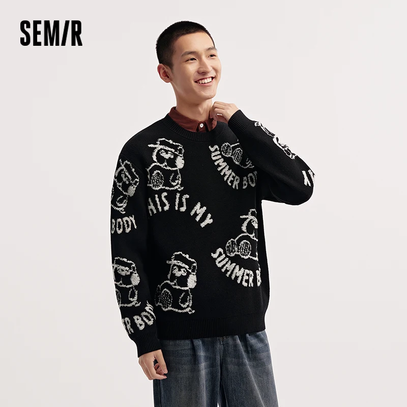 

Свитер Semir, мужской жаккардовый вязаный свитер с цветными блоками, зимняя новая мужская одежда, пуловер, мягкая трикотажная ткань, теплая, удобная, 2025, модная