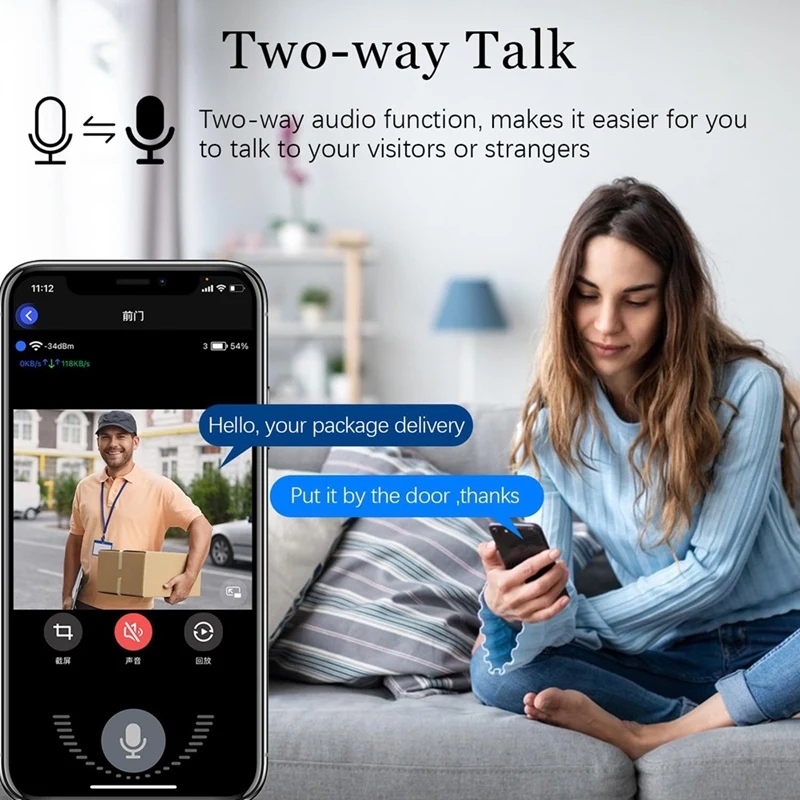 Campainha de vídeo remota sem fio inteligente, campainha de intercomunicação sem fio com câmera, campainha de segurança wi-fi tuya com visão noturna hd