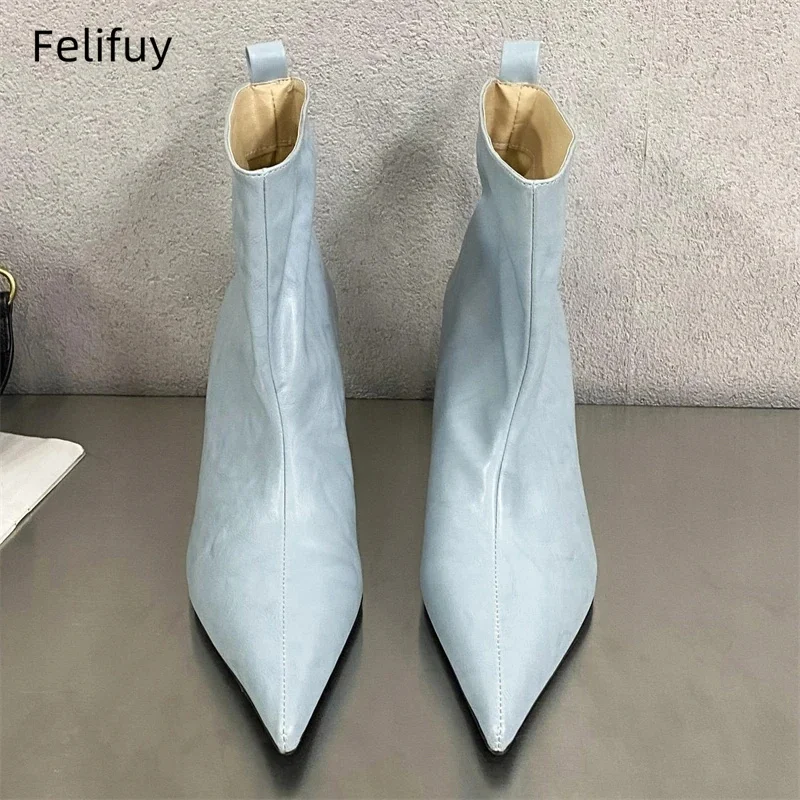 موضة جديدة الأبيض أشار تو حذاء من الجلد النساء فستان حفلات الزفاف أحذية الشتاء الخريف ضئيلة قصيرة السيدات الجوارب الانزلاق على