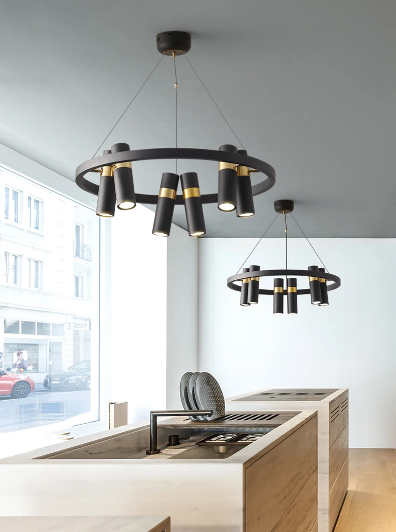 Art Chandelier Black Metal GU10 Bulb Pendant