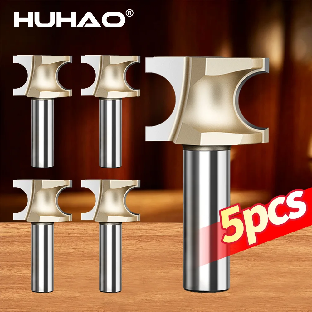 HUHAO 5Pcs Half Round Bead Bull Nose Router Bit 1/4