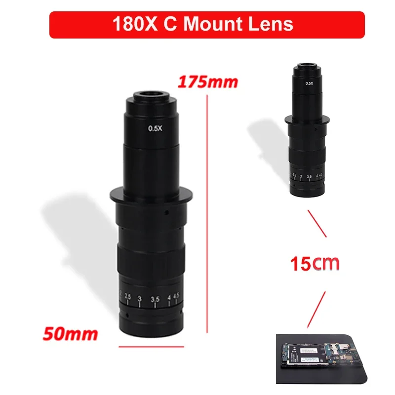 Digital Video Electronic Microscope Full Sets 4K 48MP/13MP USB HDMI VGA Camera 180X Lens Metal Large Workbench Universal Bracket