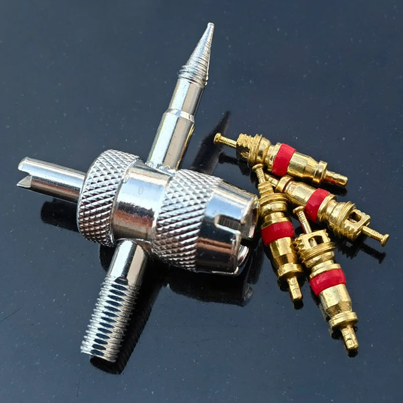 Conjunto de ferramentas de remoção e inserção de núcleo de válvula de pneu de bicicleta e motocicleta automotiva