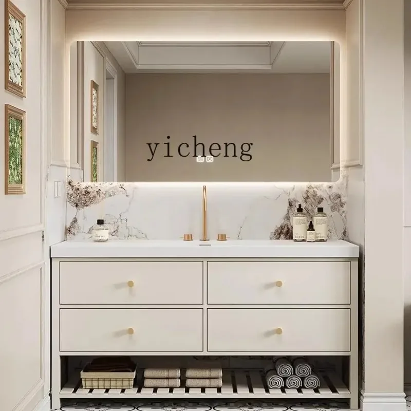 YS-15  rock slab hand wash face integrated basin bathroom cabinet combination floor wash table bathroom