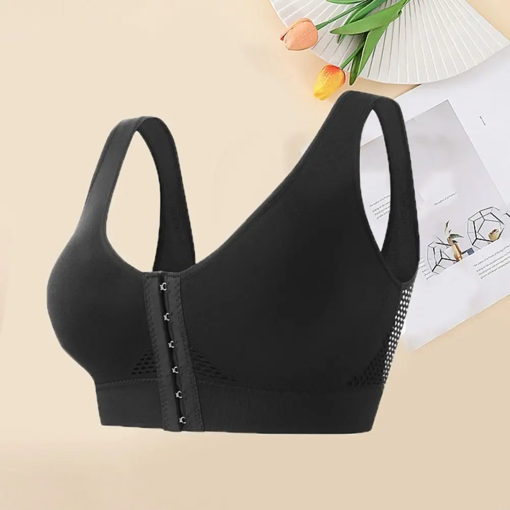 Reggiseno intimo anti-cedimento con fibbia anteriore senza fili con scollo a V profondo per donna Reggiseno push up cavo in rete antiurto per ragazze Lady
