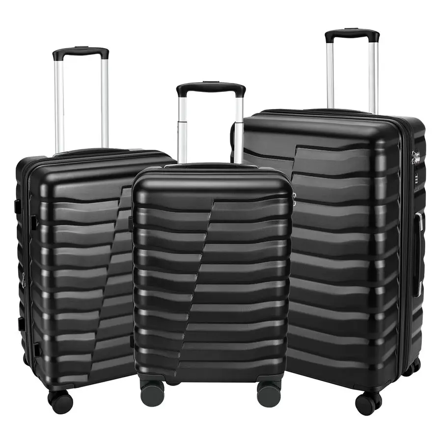أمتعة مع عجلات دوارة وسحاب YKK، حقيبة أمتعة صلبة مكونة من 3 قطع ABSPC مع قفل TSA للسفر للرجال، #1