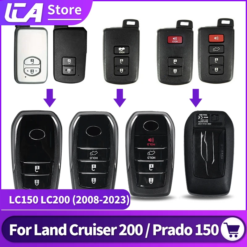 Carcasa de llave para Toyota Land Cruiser 2008, carcasa de llave remota modificada Prado 2021, actualización de 2/200, accesorios de botón, funda de