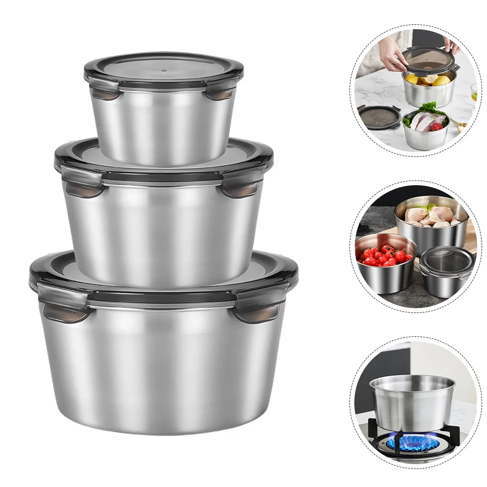 

3pcs Stainless Steel Food Storage Containers Airtight Canister For Tea Coffee Beans Dry Food Kitchen Organizer Jar