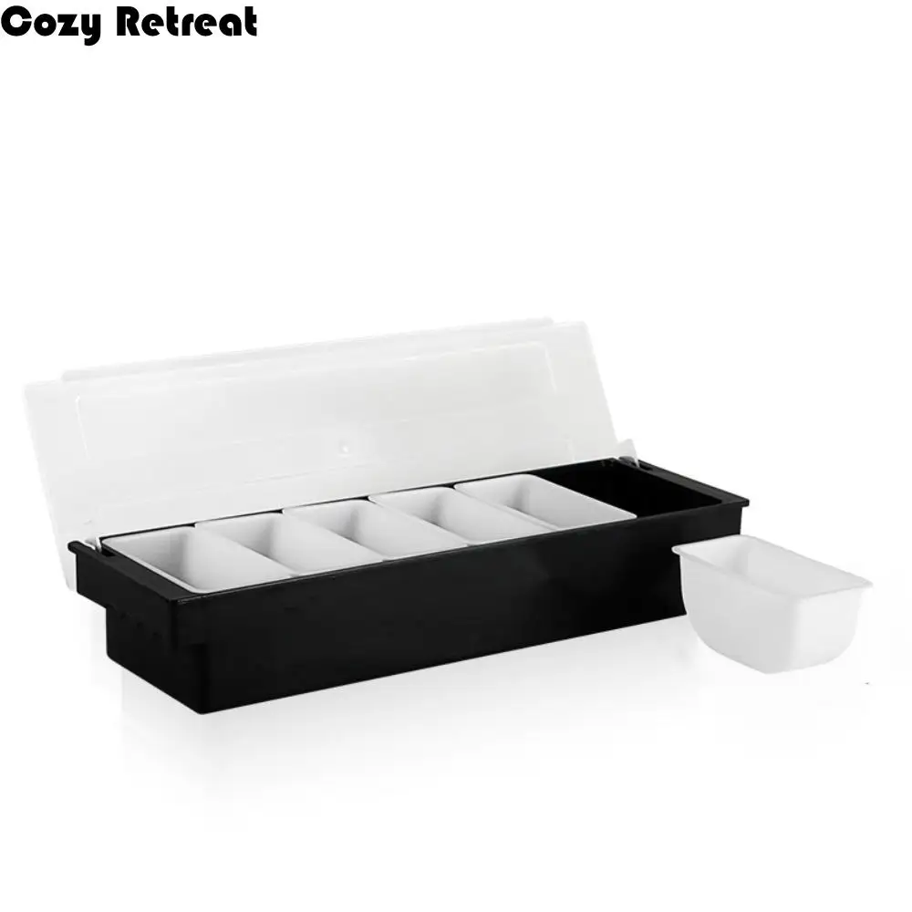 

3/4/5/6 Grids Compartmental Seasoning Box Detachable with Lid Compartment Trays Dust-proof Plastic Condiment Box Party