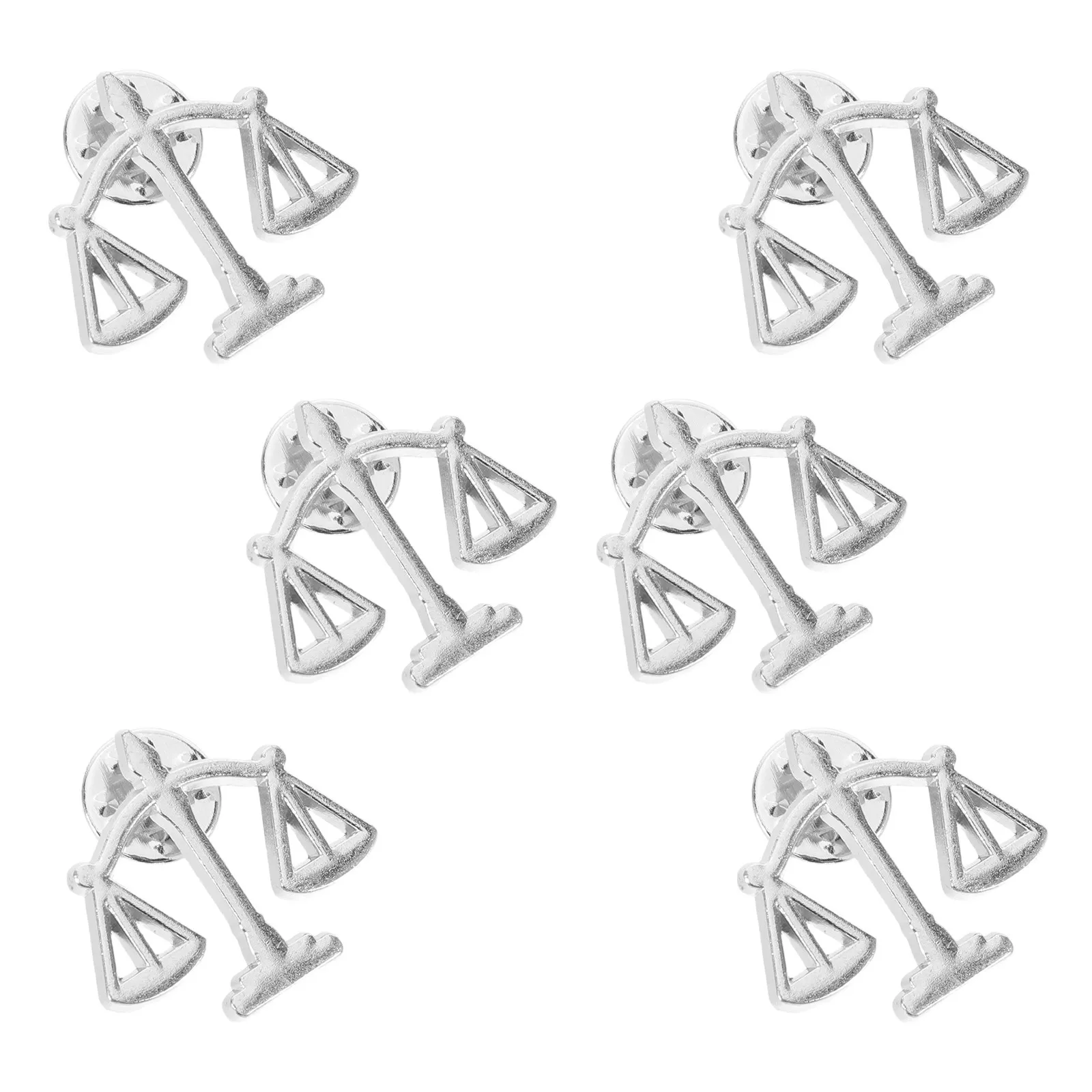 6Pcs Metal Justice Lawyer Brooch Pin Libra Balance Lapel Collar Badge Suit Shirt Clip Men Accessories Men's Brooch