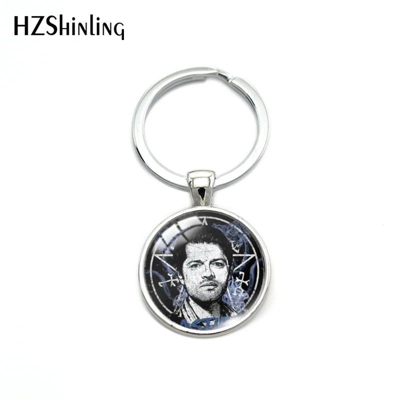 2023 New Supernatural TV Dean Sam Castiel Keychain Glass Cabochon Dome Pendants Key Holder Best Gifts