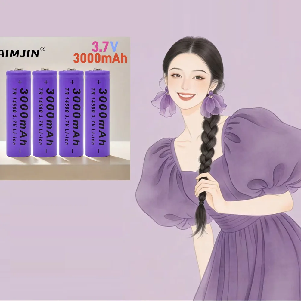 

14500 Rechargeable Battery 3.7V 3000mAh Li-ion, Perfect for LED Flashlights, Handheld Torches and Kids’ Toys