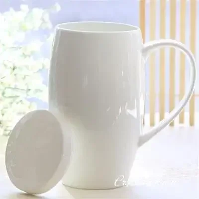 720ML, Bone China Mugga Mug, Plain White Porcelain Lids Thermos, Mighty Tea Mug with Lid, Beer Mug, Funny Belly Designed