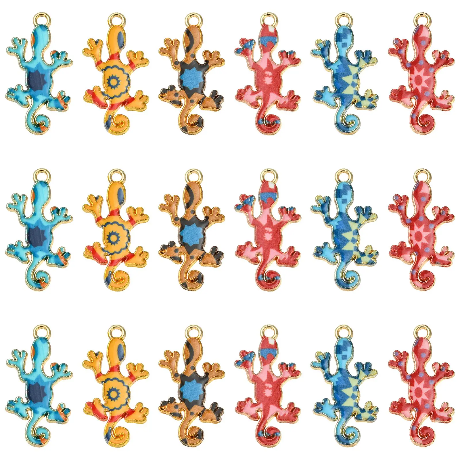 

PandaHall 30Pcs 6 Styles Enamel Gecko Charms Colorful Gecko Lizard Charms Cute Animal Charms for DIY Jewelry Making and Crafting